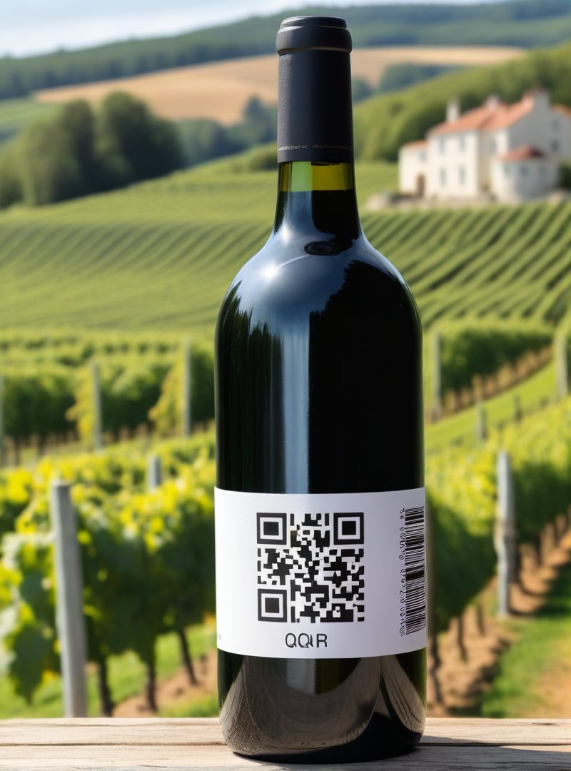 L'étiquette QR Code sur la bouteille de vin